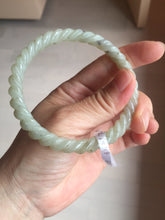 Load image into Gallery viewer, 60mm Certified Type A 100% Natural Green, Gray, Brown &amp; Black Flying Dandelion Vintage Twist Style Nephrite Jade Bangle JT8-1112
