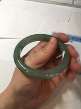 Load image into Gallery viewer, 57.2mm certified Type A 100% Natural icy watery dark green gray Jadeite Jade bangle PC15-0368
