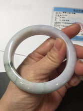 Load image into Gallery viewer, 56.5mm certified 100% natural Type A light green purple jadeite jade bangle AA32-4276
