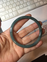 Load image into Gallery viewer, 60mm Certified Type A 100% Natural dark green blue gray black slim round cut Guatemala Jadeite bangle PJ13-4323
