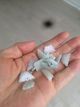 Load image into Gallery viewer, 100% Natural type A icy watery  light green purple white 3D Jadeite Jade butterfly pendant BG47
