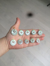 Load image into Gallery viewer, Type A 100% Natural icy light green Jadeite Jade safety Guardian ring Pendant (子母扣) AQ64
