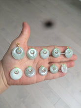 Load image into Gallery viewer, Type A 100% Natural icy light green Jadeite Jade safety Guardian ring Pendant (子母扣) AQ64
