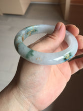 Load image into Gallery viewer, 55mm 100% Natural type A green white green floating flowers carved and golden-painted Jadeite Jade bangle PA168-2337
