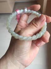 Load image into Gallery viewer, 60.5mm Certified Type A 100% Natural Green, Gray, Brown &amp; Black Flying Dandelion Vintage Twist Style Nephrite Jade Bangle JT7-1199

