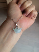 Load image into Gallery viewer, 100% Natural type A icy watery  light green purple white 3D Jadeite Jade butterfly pendant BG47
