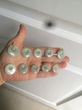 Load image into Gallery viewer, Type A 100% Natural icy light green Jadeite Jade safety Guardian ring Pendant (子母扣) AQ64
