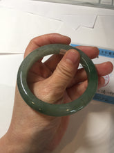 Load image into Gallery viewer, 57.2mm certified Type A 100% Natural icy watery dark green gray Jadeite Jade bangle PC15-0368
