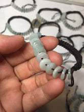 Load image into Gallery viewer, 100% natural type A green white Safety Guardian Button donut jadeite jade thread woven bracelets PD99
