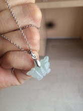 Load image into Gallery viewer, 100% Natural type A icy watery  light green purple white 3D Jadeite Jade butterfly pendant BG47
