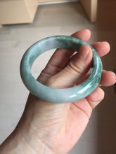 Load image into Gallery viewer, 57.5mm certified 100% natural Type A light green/purple/white chubby jadeite jade bangle R59-1301
