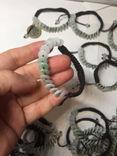 Load image into Gallery viewer, 100% natural type A green white Safety Guardian Button donut jadeite jade thread woven bracelets PD99
