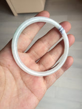 Load image into Gallery viewer, 56mm 100% natural Type A light green white slim round cut jadeite jade bangle AD107-8108
