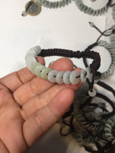 Load image into Gallery viewer, 100% natural type A green white Safety Guardian Button donut jadeite jade thread woven bracelets PD99
