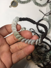 Load image into Gallery viewer, 100% natural type A green white Safety Guardian Button donut jadeite jade thread woven bracelets PD99

