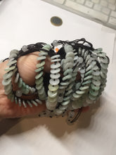 Load image into Gallery viewer, 100% natural type A green white Safety Guardian Button donut jadeite jade thread woven bracelets PD99
