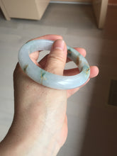Load image into Gallery viewer, 55mm 100% Natural type A green white green floating flowers carved and golden-painted Jadeite Jade bangle PA168-2337
