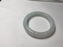 Load image into Gallery viewer, 53mm 100% natural Type A light green white carved and golden-painted jadeite jade bangle PJ61
