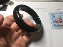 Load image into Gallery viewer, 61.9mm 100% Natural dark green/black meteorite Stellar Night sky nephrite bangle HN29-7604
