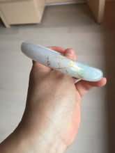 Load image into Gallery viewer, 59.2mm Certified 100% Natural type A light green/purple carved and golden-painted chubby round cut Jadeite Jade bangle PA167-4923
