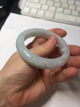 Load image into Gallery viewer, 53mm 100% natural Type A light green white carved and golden-painted jadeite jade bangle PJ61
