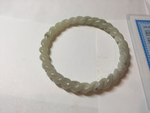 Load image into Gallery viewer, 60.5mm Certified Type A 100% Natural Green, Gray, Brown &amp; Black Flying Dandelion Vintage Twist Style Nephrite Jade Bangle JT7-1199
