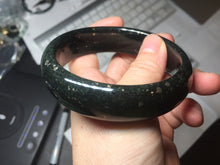 Load image into Gallery viewer, 61.9mm 100% Natural dark green/black meteorite Stellar Night sky nephrite bangle HN29-7604
