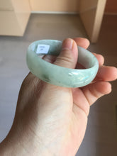 Load image into Gallery viewer, 53.1mm Certified Type A 100% Natural light green white with green floating flowers thin jadeite Jade bangle BS164-1595
