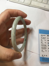 Load image into Gallery viewer, 58.3mm certified Type A 100% Natural light green flat round cut Jadeite Jade bangle PH215-3239
