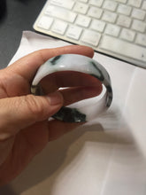 Load image into Gallery viewer, 48mm certified 100% natural type A dark green white purple Snowy Pine Forest square style jadeite bangle BH114-6910
