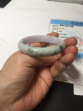 Load image into Gallery viewer, 53mm certified 100% natural Type A light green purple  jadeite jade bangle AA33-4281
