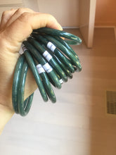 Load image into Gallery viewer, 51-61mm Certified type A 100% Natural dark green/blue/gray slim round cut Guatemala Jadeite bangle no crack group GL52

