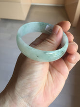 Load image into Gallery viewer, 53.1mm Certified Type A 100% Natural light green white with green floating flowers thin jadeite Jade bangle BS164-1595
