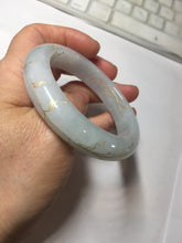 Load image into Gallery viewer, 53mm 100% natural Type A light green white carved and golden-painted jadeite jade bangle PJ61
