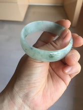 Load image into Gallery viewer, 53.1mm Certified Type A 100% Natural light green white with green floating flowers thin jadeite Jade bangle BS164-1595
