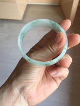 Load image into Gallery viewer, 53.1mm Certified Type A 100% Natural light green white with green floating flowers thin jadeite Jade bangle BS164-1595

