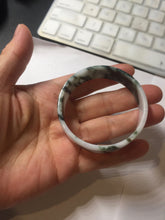 Load image into Gallery viewer, 48mm certified 100% natural type A dark green white purple Snowy Pine Forest square style jadeite bangle BH114-6910
