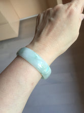 Load image into Gallery viewer, 53.1mm Certified Type A 100% Natural light green white with green floating flowers thin jadeite Jade bangle BS164-1595
