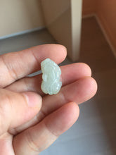 Load image into Gallery viewer, 100% natural type A icy watery jadeite jade green/white 3D PiXiu(貔貅) pendant group necklace F160
