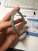 Load image into Gallery viewer, 54.7mm Certified type A 100% Natural light green gray black slim round cut Jadeite bangle PA193-2468

