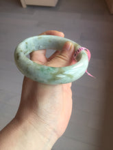 Load image into Gallery viewer, 59.2mm Type A 100% Natural light green brown chubby jadeite jade bangle G55

