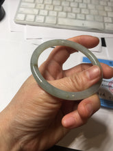 Load image into Gallery viewer, 54.7mm Certified type A 100% Natural light green gray black slim round cut Jadeite bangle PA193-2468
