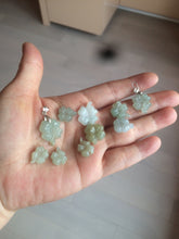 Load image into Gallery viewer, 100% natural type A legit green/yellow four-leaf clover jadeite jade pendants BG46
