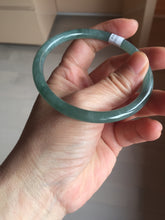 Load image into Gallery viewer, 59.5mm Certified Type A 100% Natural dark green/blue/gray with Guatemala slim round cut Jadeite bangle PE74-1468

