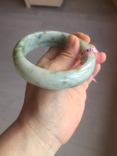 Load image into Gallery viewer, 59.2mm Type A 100% Natural light green brown chubby jadeite jade bangle G55
