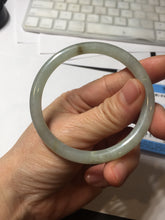 Load image into Gallery viewer, 54.7mm Certified type A 100% Natural light green gray black slim round cut Jadeite bangle PA193-2468
