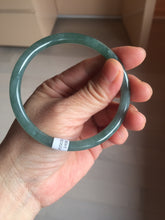 Load image into Gallery viewer, 59.5mm Certified Type A 100% Natural dark green/blue/gray with Guatemala slim round cut Jadeite bangle PE74-1468
