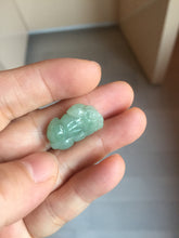 Load image into Gallery viewer, 100% natural type A icy watery jadeite jade green/white 3D PiXiu(貔貅) pendant group necklace F160
