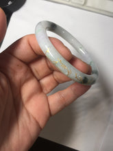 Load image into Gallery viewer, 53.5mm certified 100% natural Type A sunny green white purple carved and golden-painted round cut jadeite jade bangle PJ62
