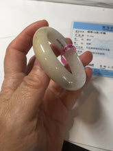 Load image into Gallery viewer, 47mm certified 100% natural Type A icy watery light green yellow white oval jadeite jade bangle PC17-6671
